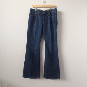 Gap Jeans Womens 14 Curvy High Rise Flare Wide Leg Stretch  Dark Rinse Blue Y2K